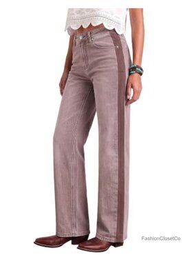 High Waisted Straight Leg Jeans Tuxedo Stripe Denim Pants